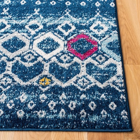 Flowers First 3 x 3 ft. Amsterdam Global & Contemporary Square Power Loomed Rug Navy & Turquoise FL1872582